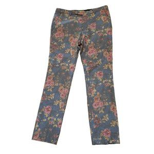 Noose & Monkey Women's Floral Rose Printed Straight Leg Wool Blend Pants Size 32